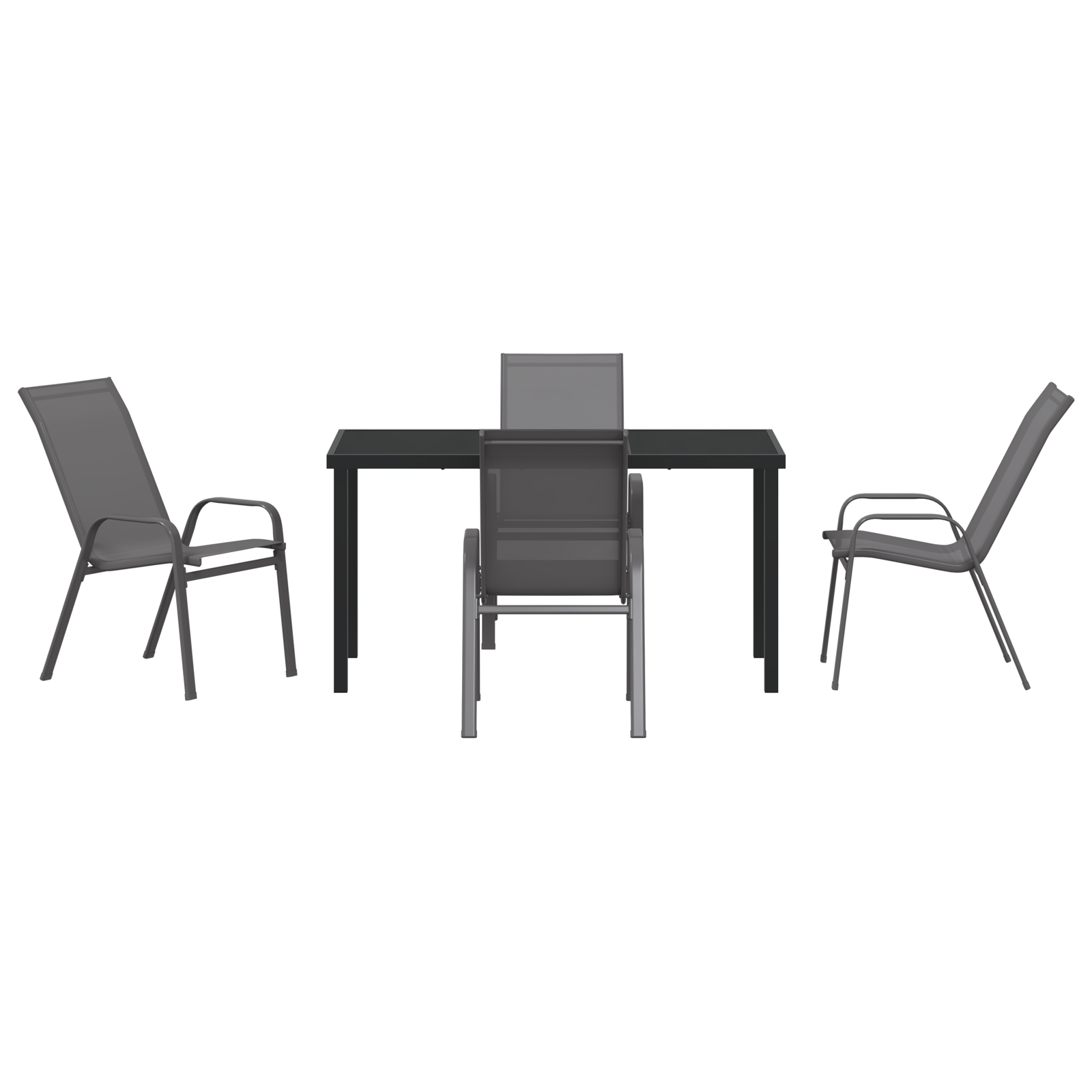 Hage Spisegruppe 5 pcs Grå Textilene og stål