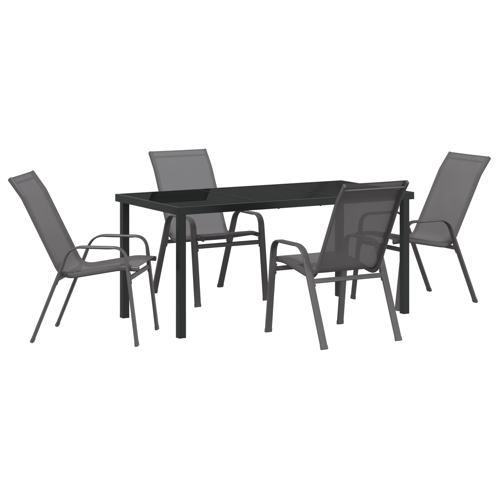 Hage Spisegruppe 5 pcs Grå Textilene og stål