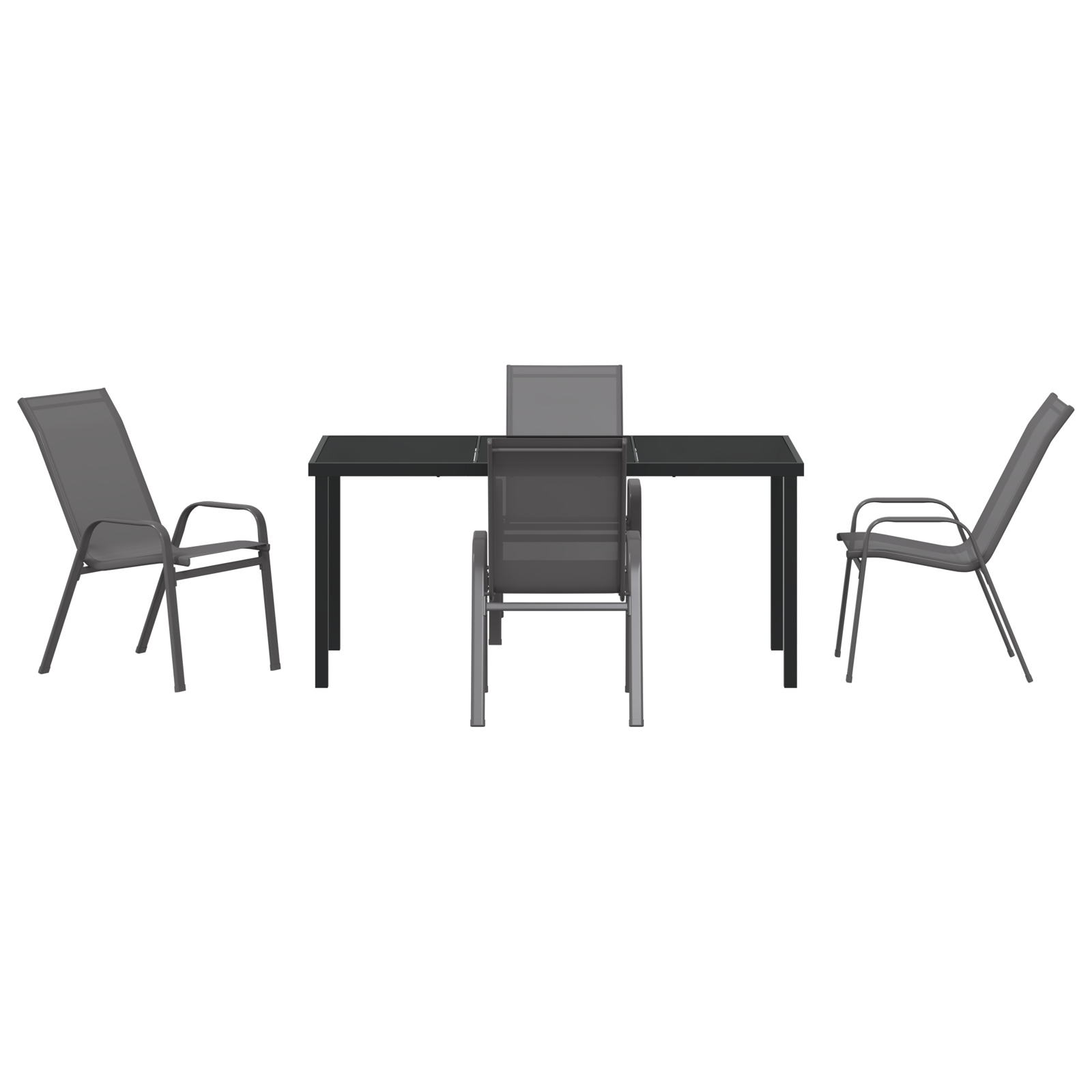 Hage Spisegruppe 5 pcs Grå Textilene og stål