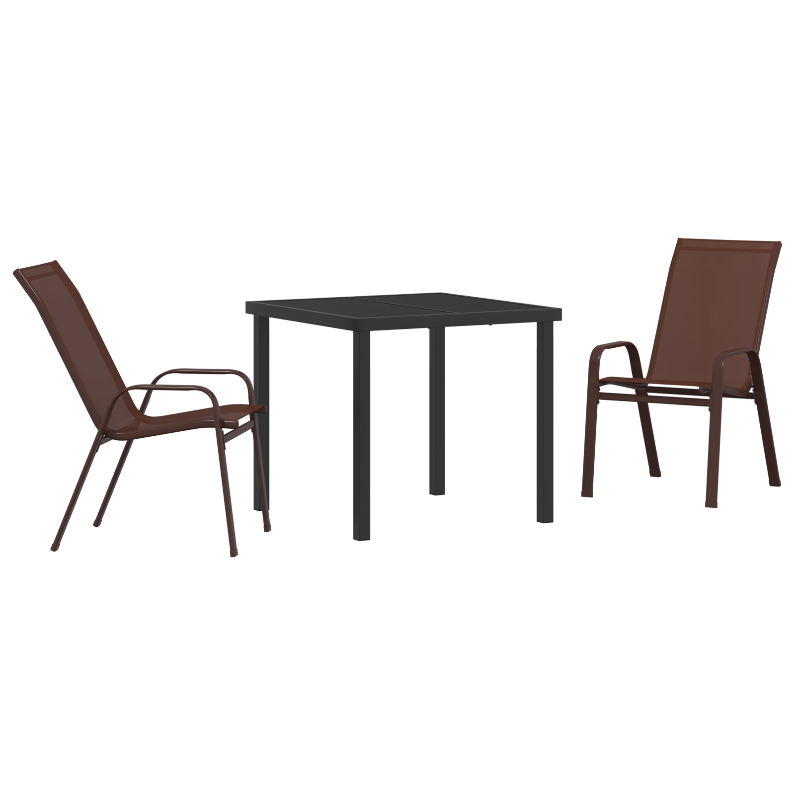 Hage Spisegruppe 3 pcs Brun Textilene og stål
