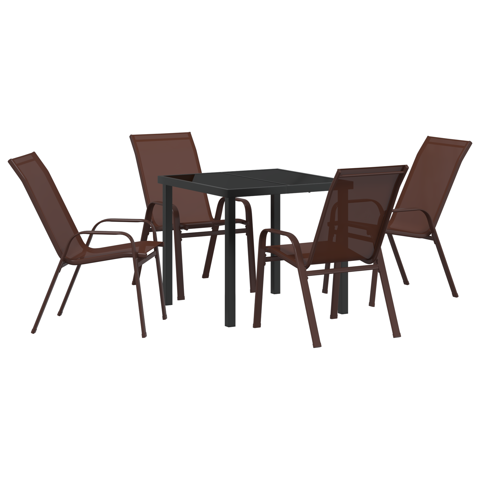 Hage Spisegruppe 5 pcs Brun Textilene og stål