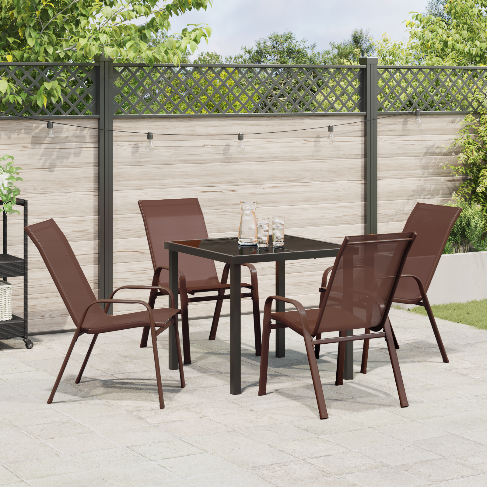 Hage Spisegruppe 5 pcs Brun Textilene og stål