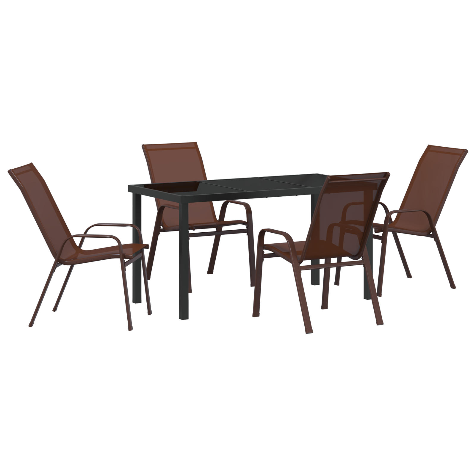 Hage Spisegruppe 5 pcs Brun Textilene og stål