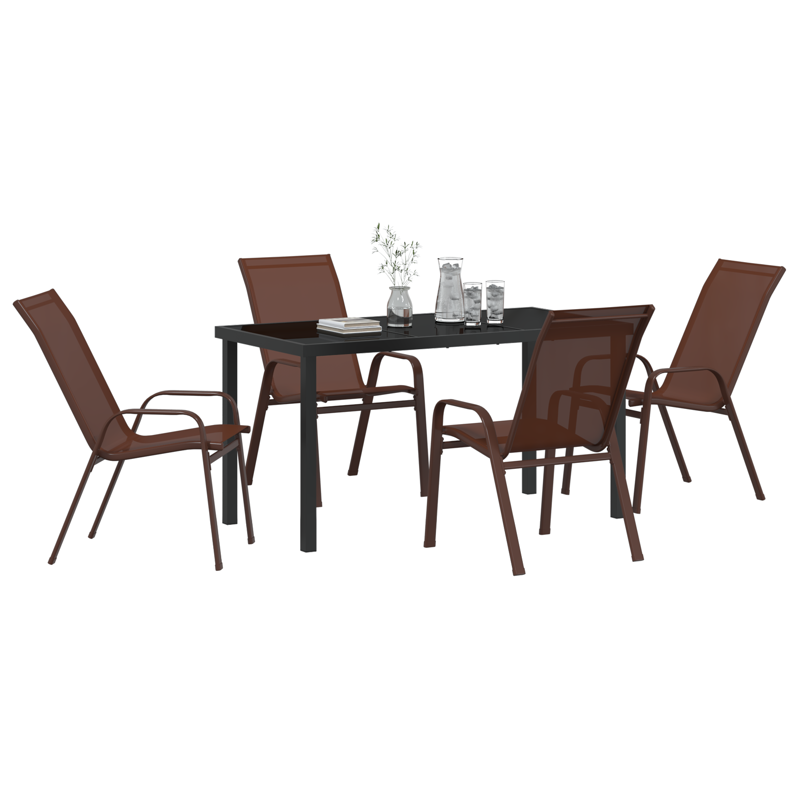 Hage Spisegruppe 5 pcs Brun Textilene og stål