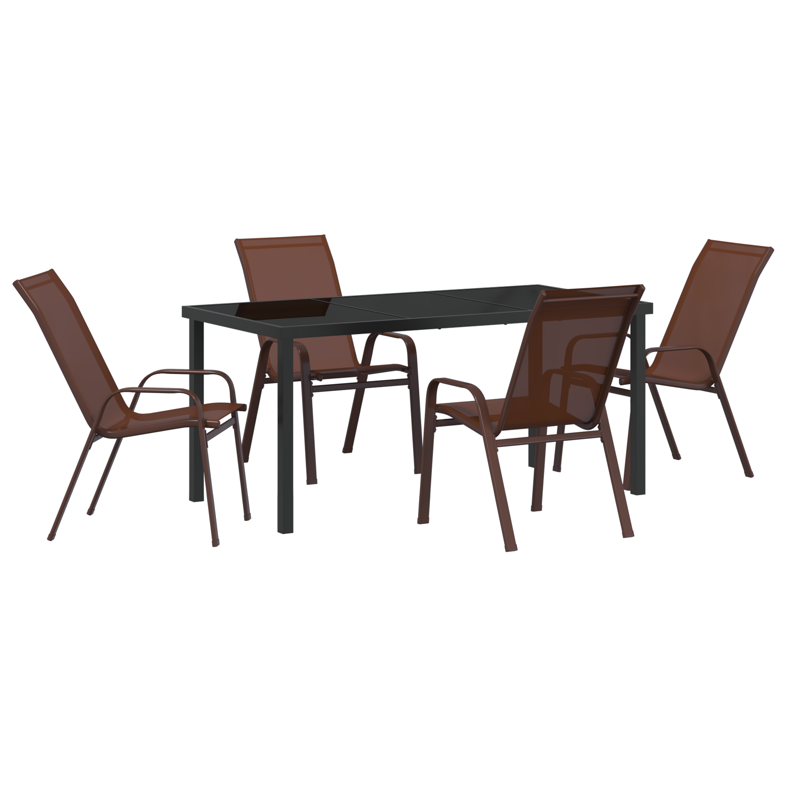 Hage Spisegruppe 5 pcs Brun Textilene og stål