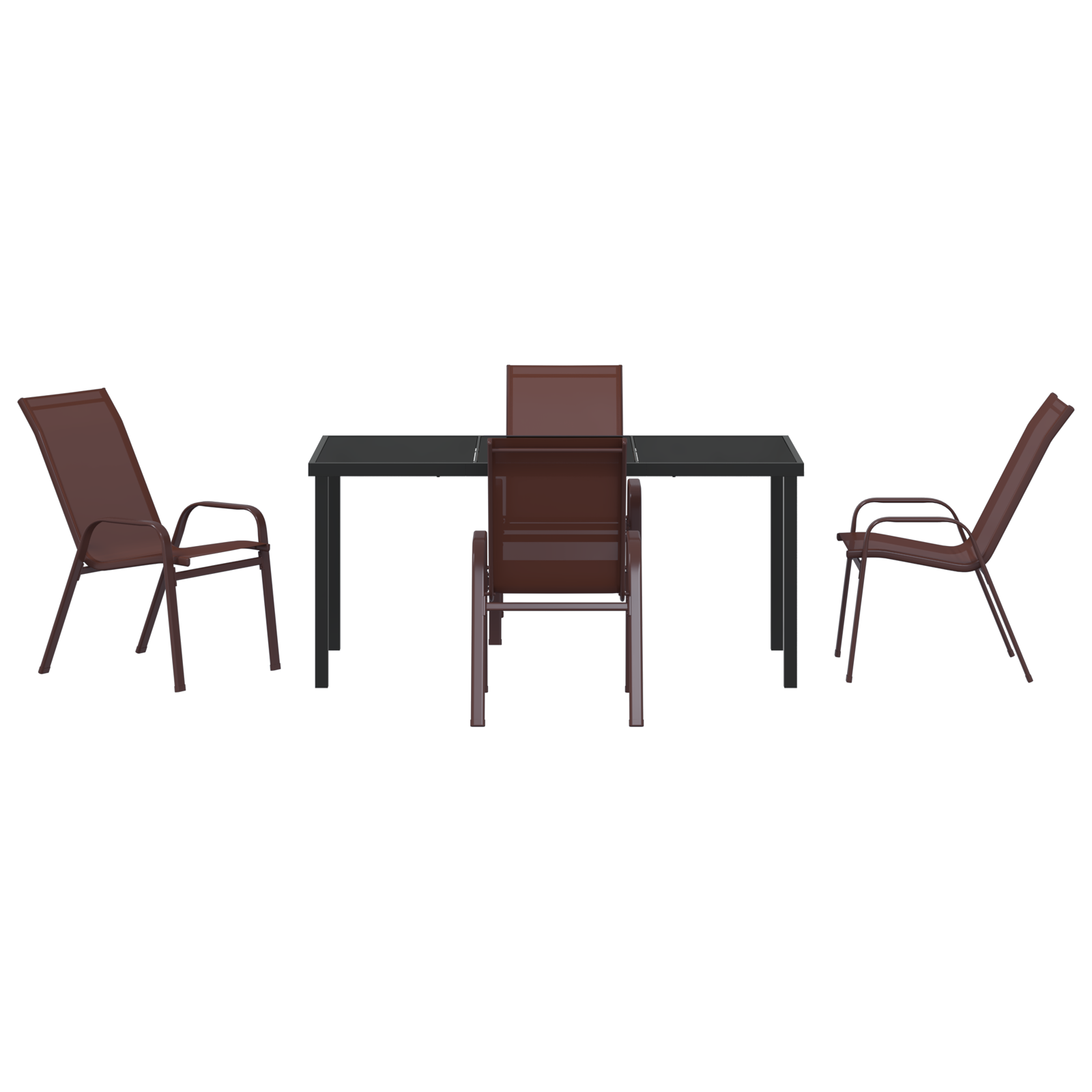 Hage Spisegruppe 5 pcs Brun Textilene og stål