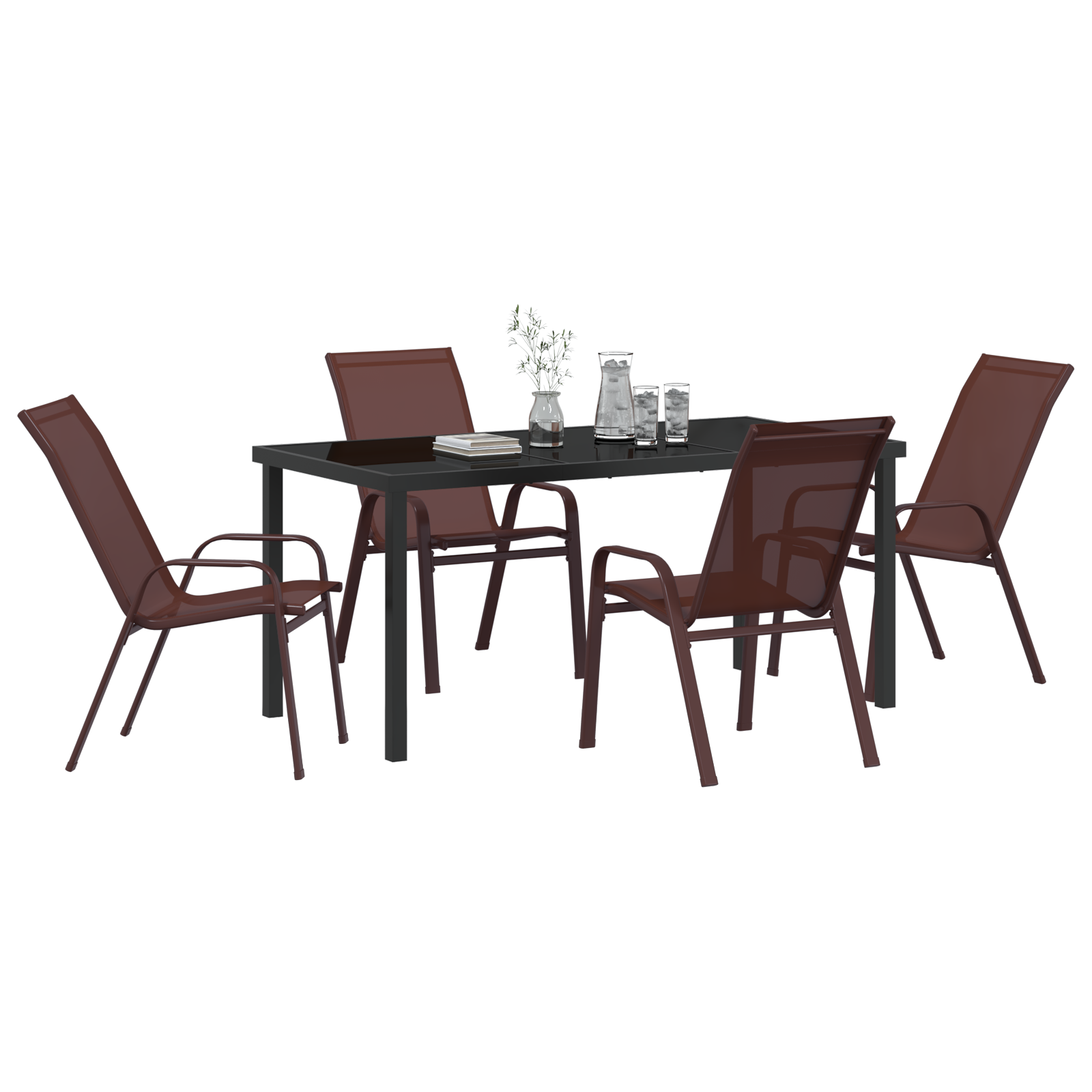 Hage Spisegruppe 5 pcs Brun Textilene og stål