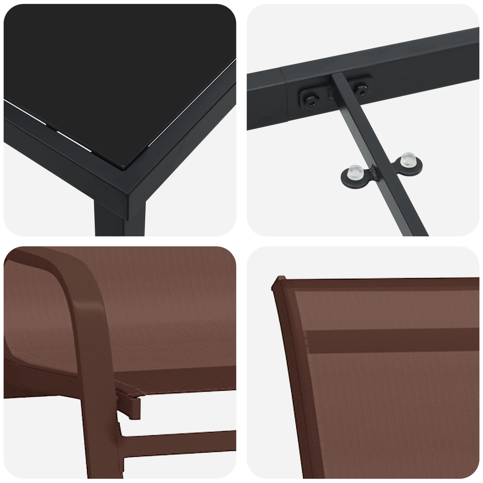 Hage Spisegruppe 7 pcs Brun Textilene og stål