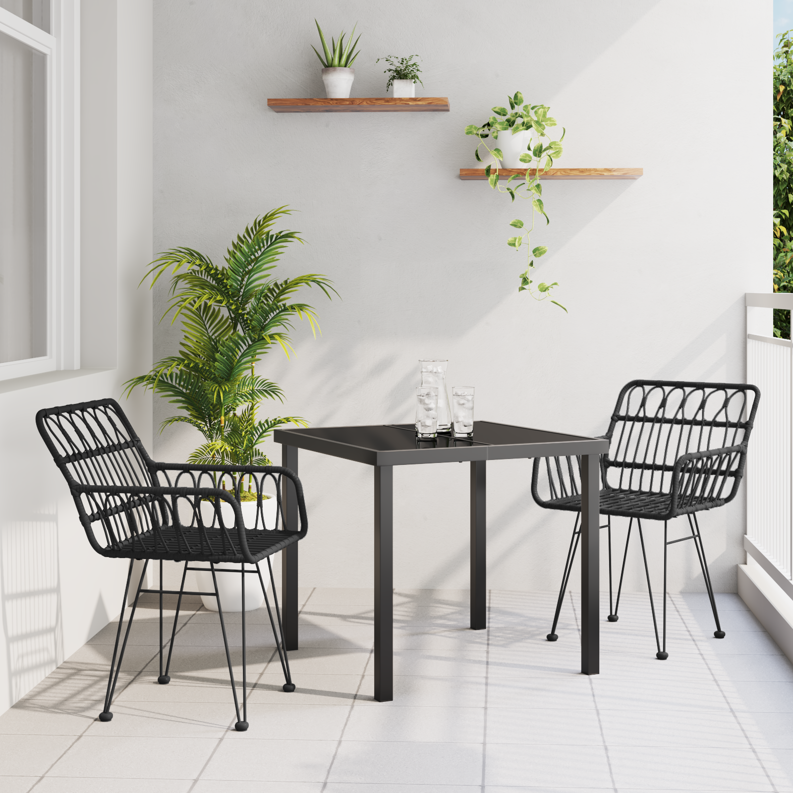 Hage Spisegruppe 3 pcs Svart Poly rattan