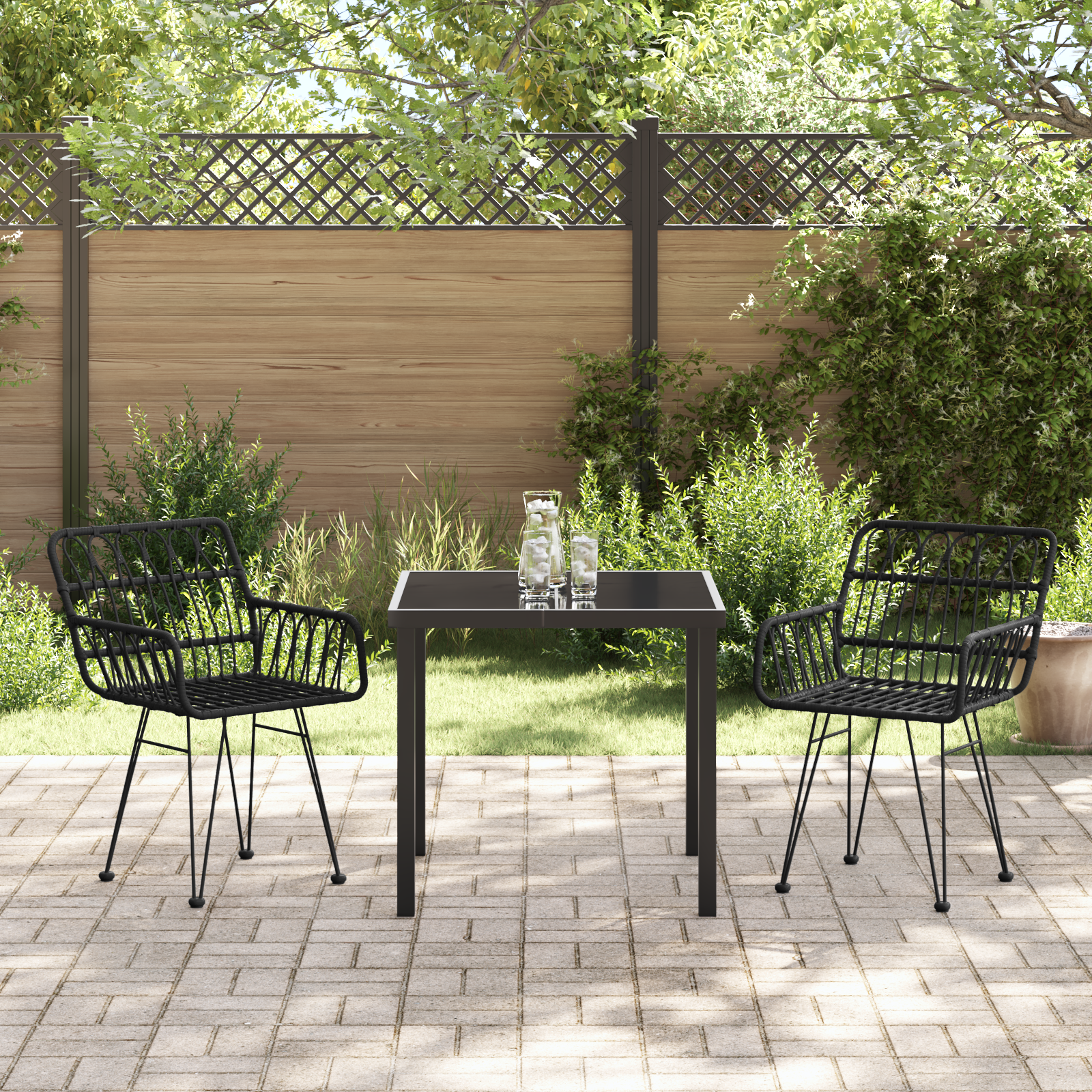 Hage Spisegruppe 3 pcs Svart Poly rattan