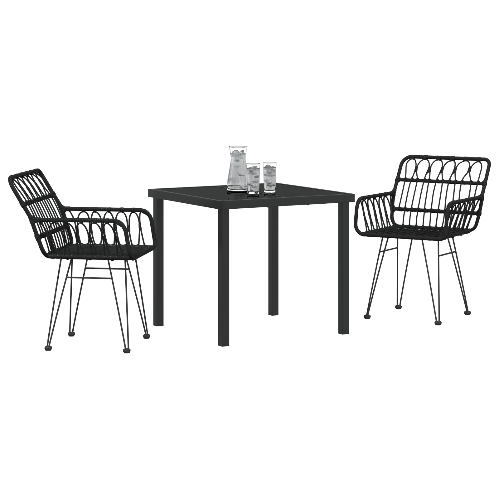 Hage Spisegruppe 3 pcs Svart Poly rattan