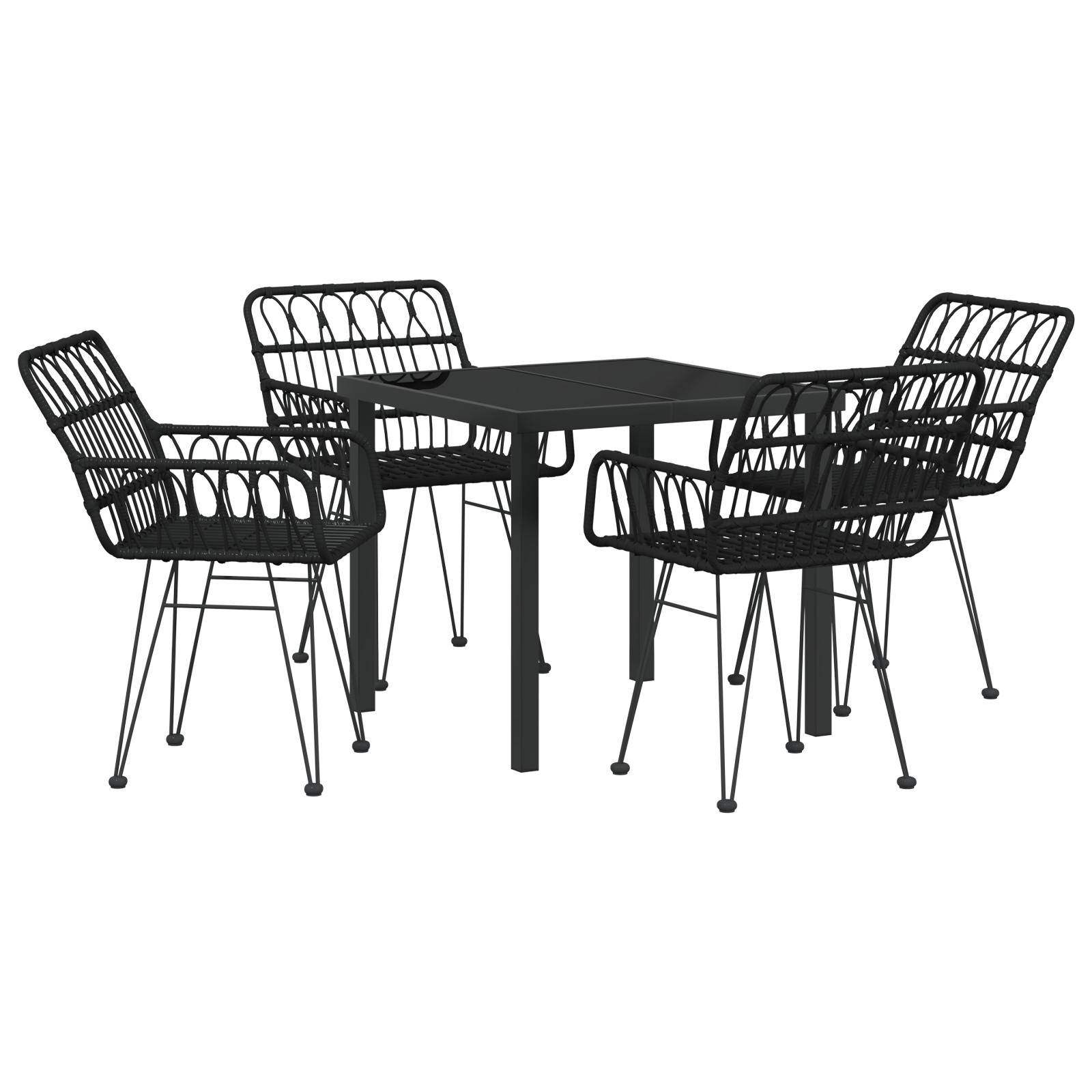 Hage Spisegruppe 5 pcs Svart Poly rattan