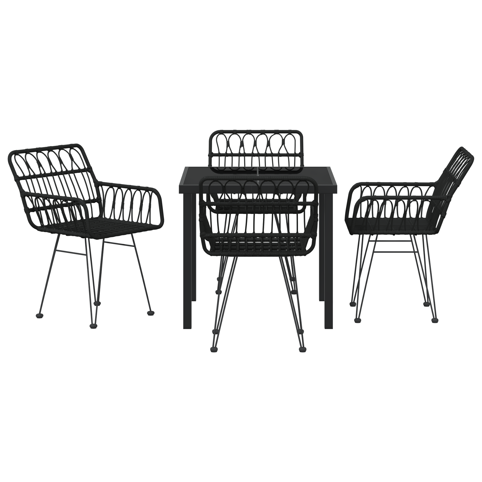 Hage Spisegruppe 5 pcs Svart Poly rattan