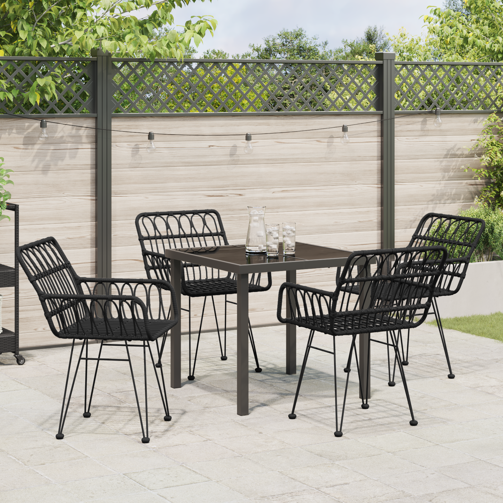 Hage Spisegruppe 5 pcs Svart Poly rattan