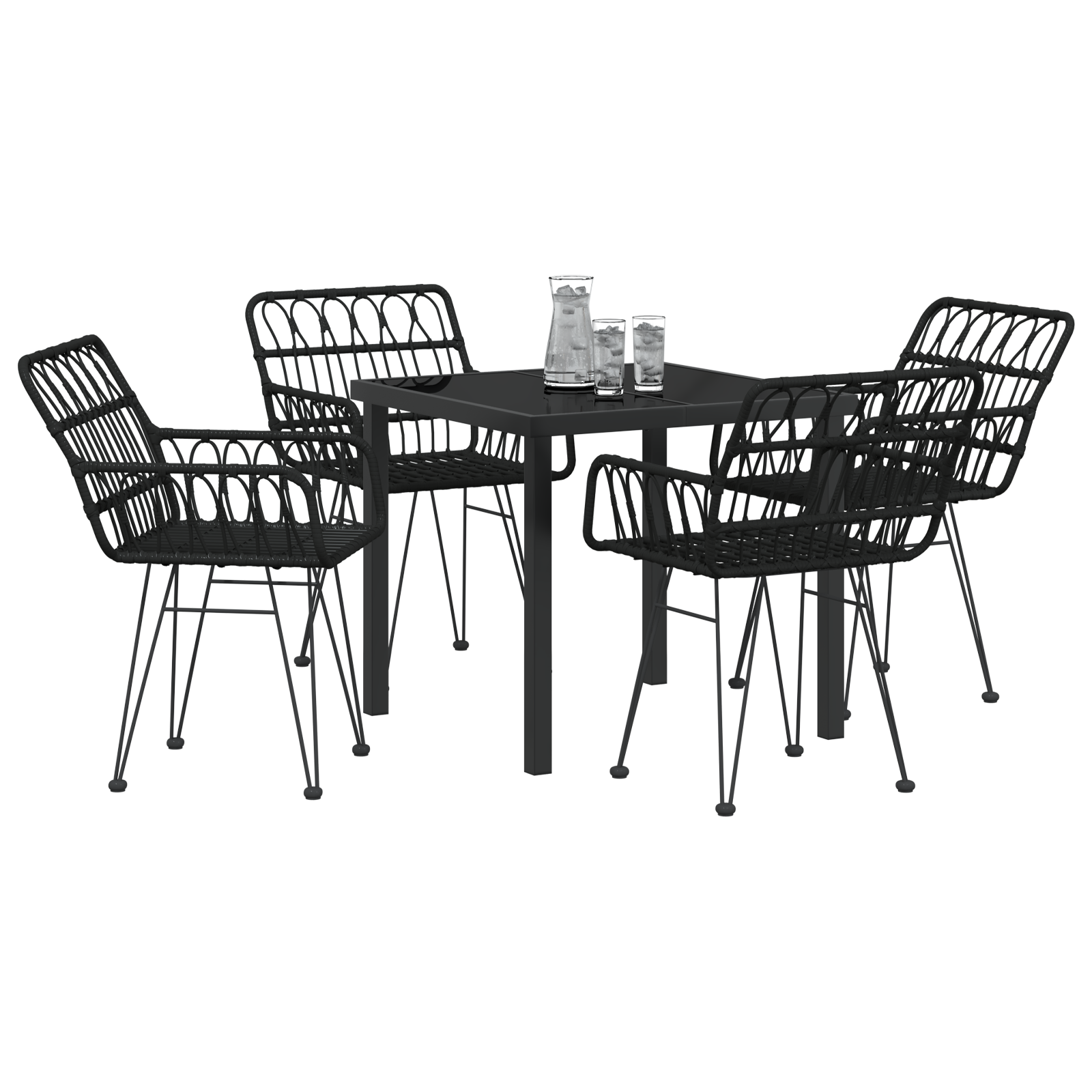 Hage Spisegruppe 5 pcs Svart Poly rattan