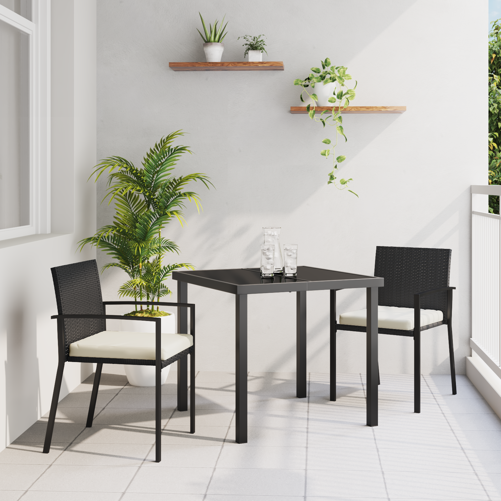 Hage Spisegruppe 3 pcs Svart Poly rattan