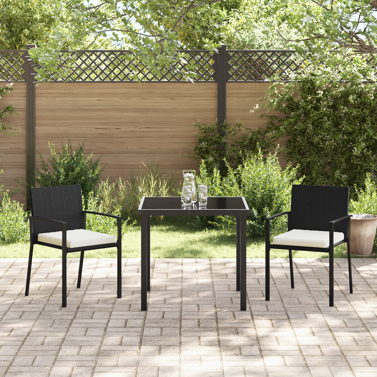 Hage Spisegruppe 3 pcs Svart Poly rattan