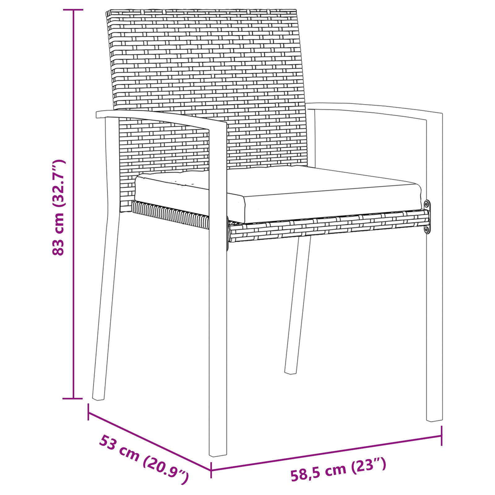Hage Spisegruppe 3 pcs Svart Poly rattan