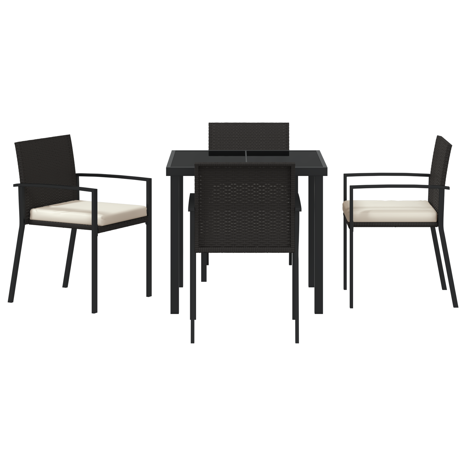 Hage Spisegruppe 5 pcs Svart Poly rattan