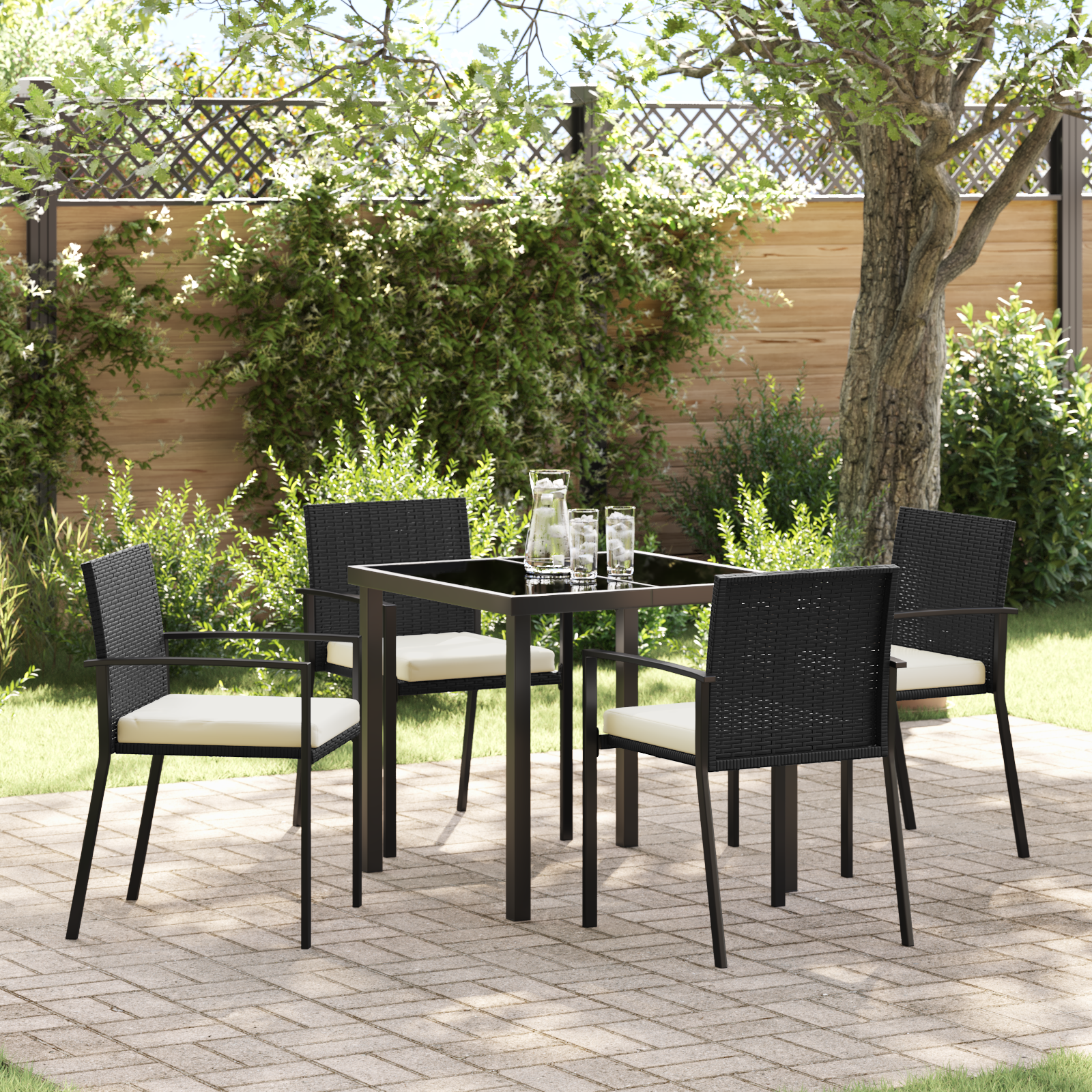 Hage Spisegruppe 5 pcs Svart Poly rattan