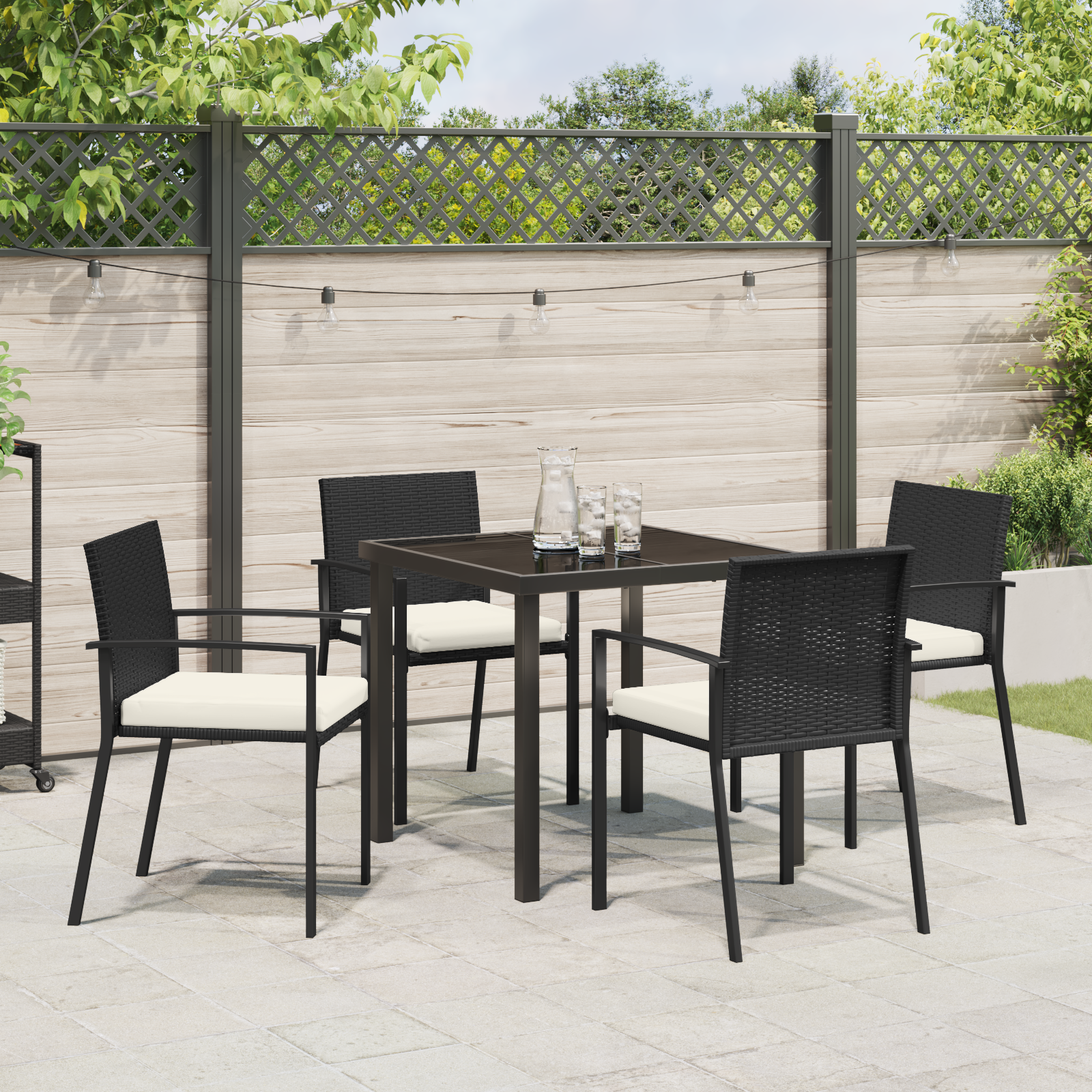 Hage Spisegruppe 5 pcs Svart Poly rattan