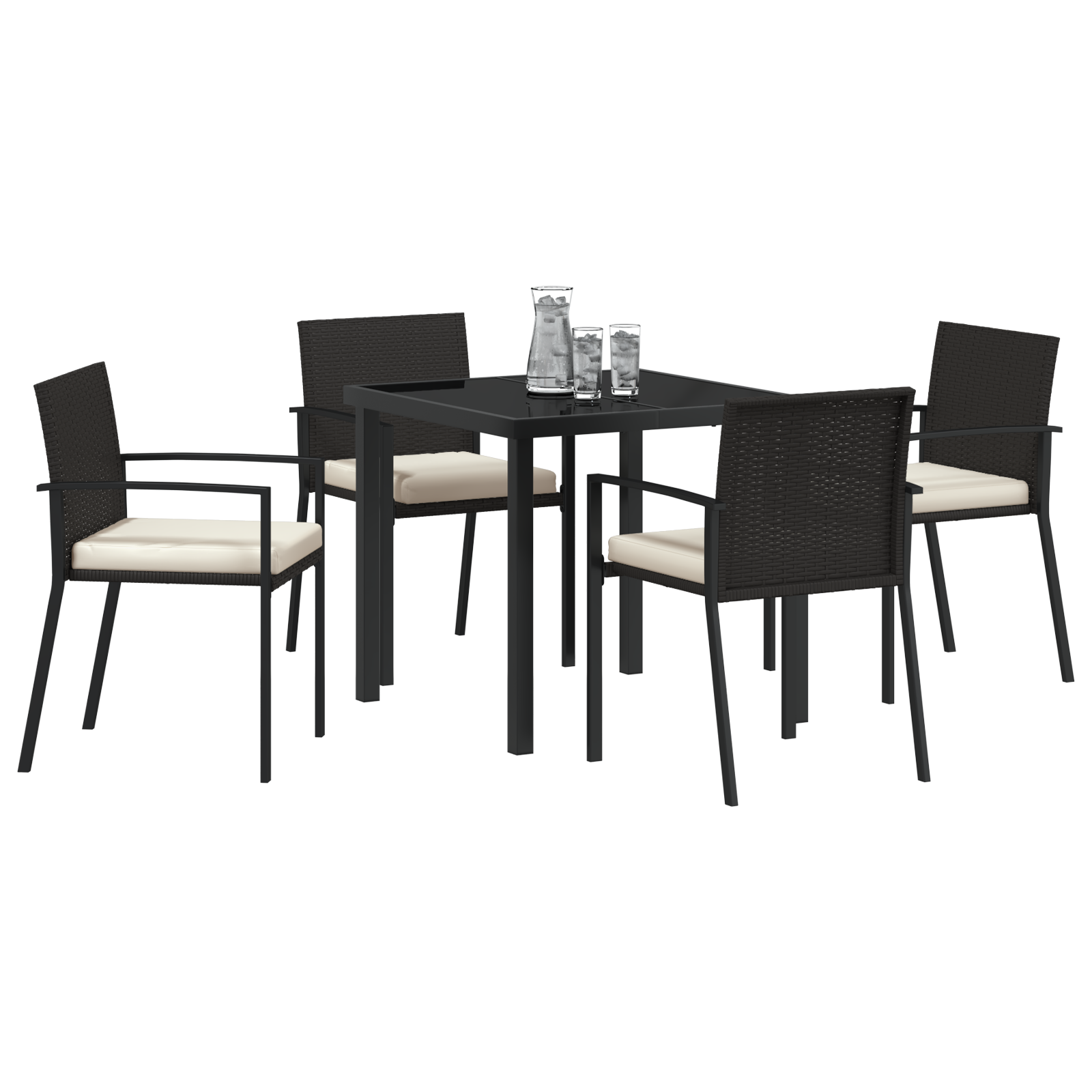Hage Spisegruppe 5 pcs Svart Poly rattan