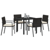Hage Spisegruppe 5 pcs Svart Poly rattan
