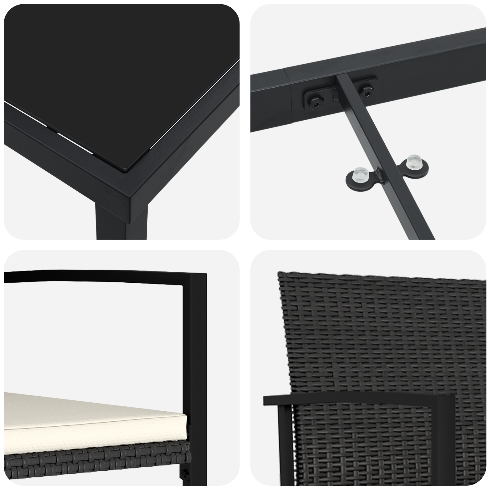 Hage Spisegruppe 5 pcs Svart Poly rattan