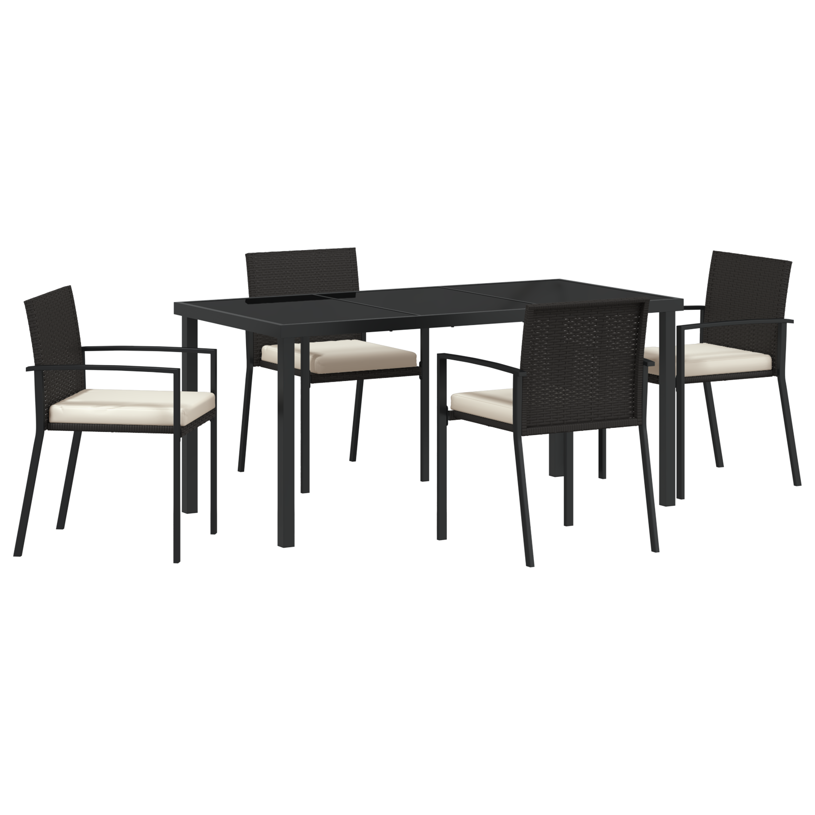 Hage Spisegruppe 5 pcs Svart Poly rattan