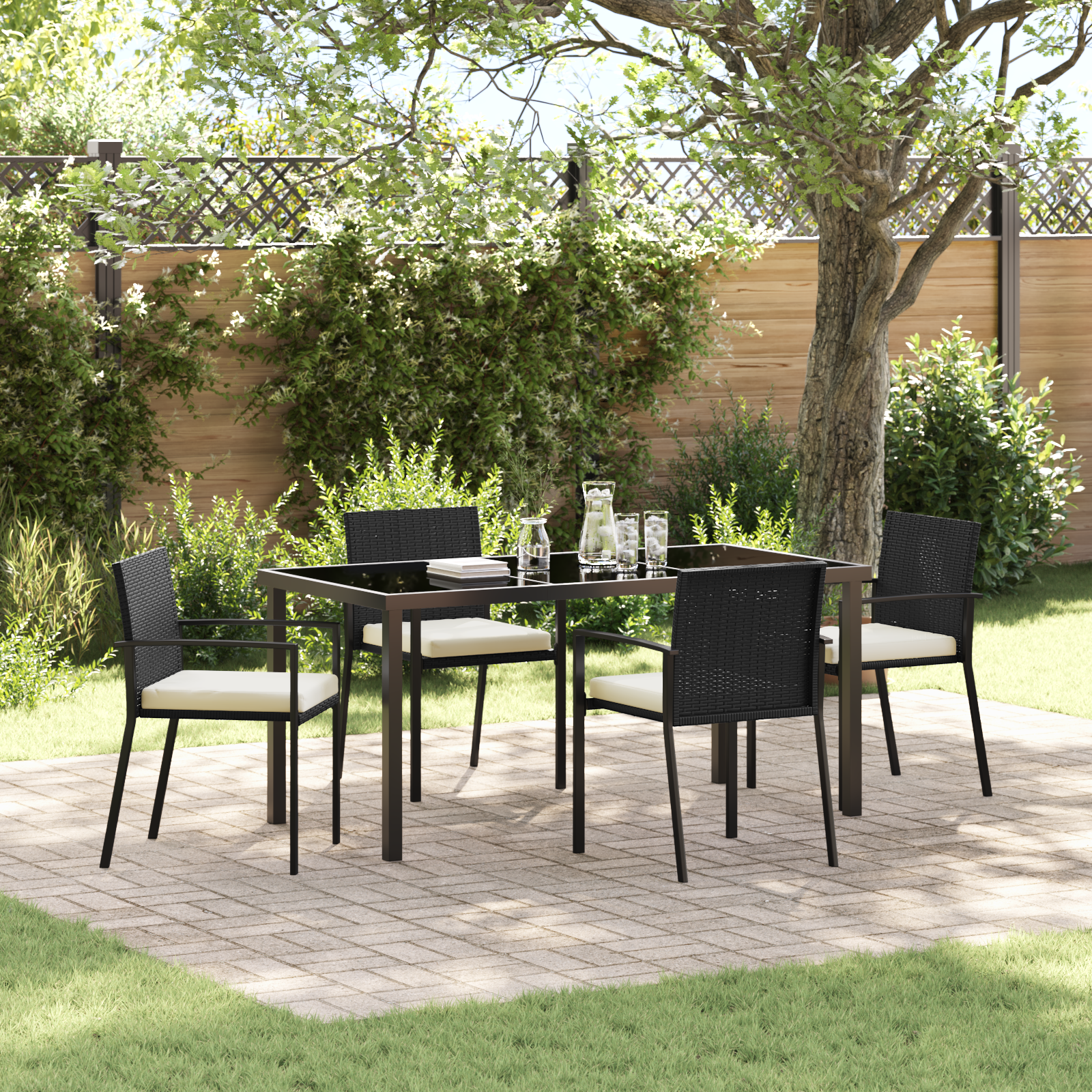 Hage Spisegruppe 5 pcs Svart Poly rattan