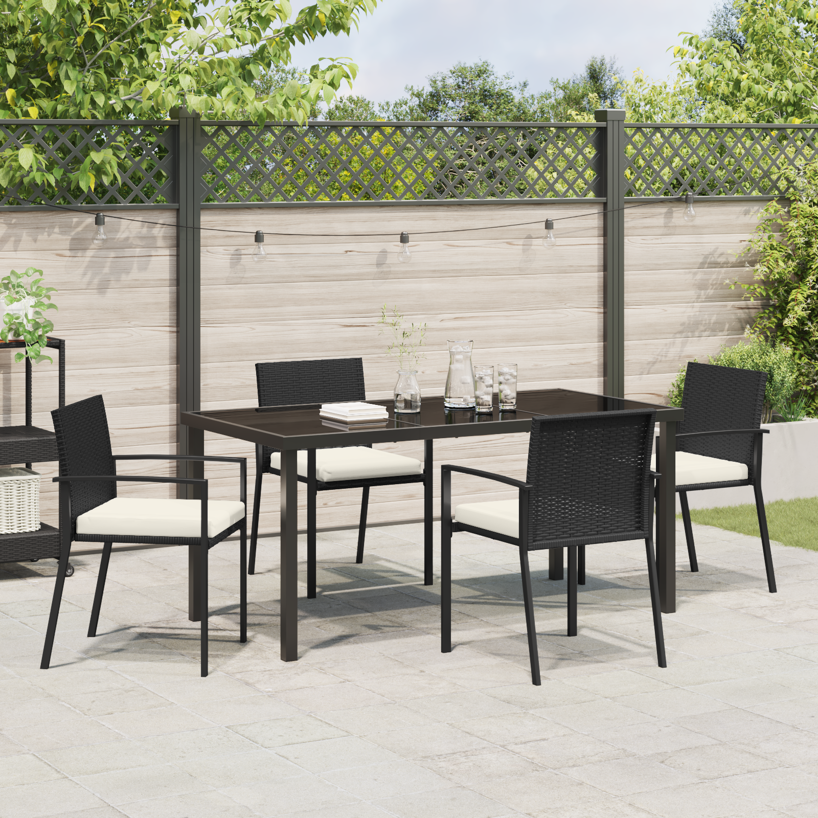 Hage Spisegruppe 5 pcs Svart Poly rattan