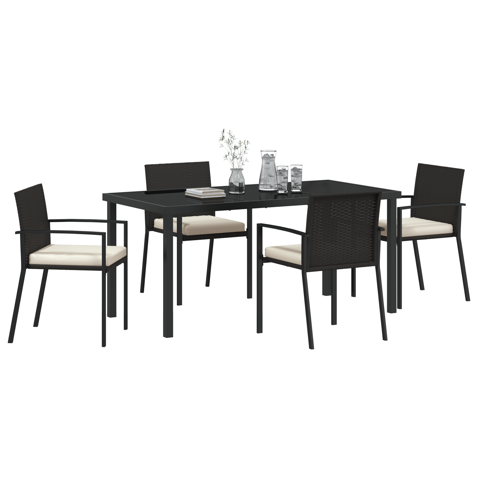 Hage Spisegruppe 5 pcs Svart Poly rattan