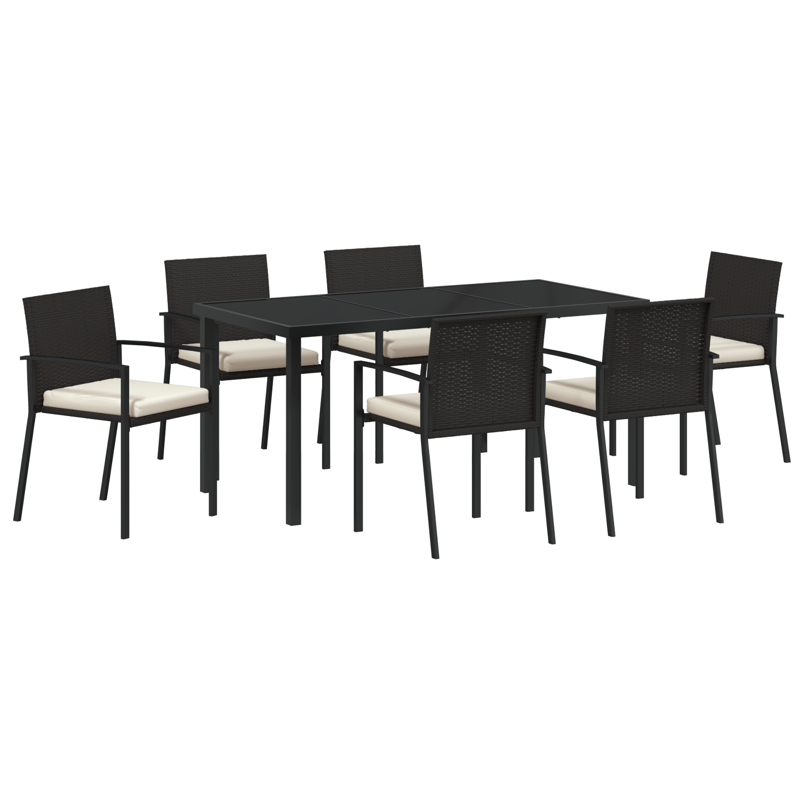 Hage Spisegruppe 7 pcs Svart Poly rattan