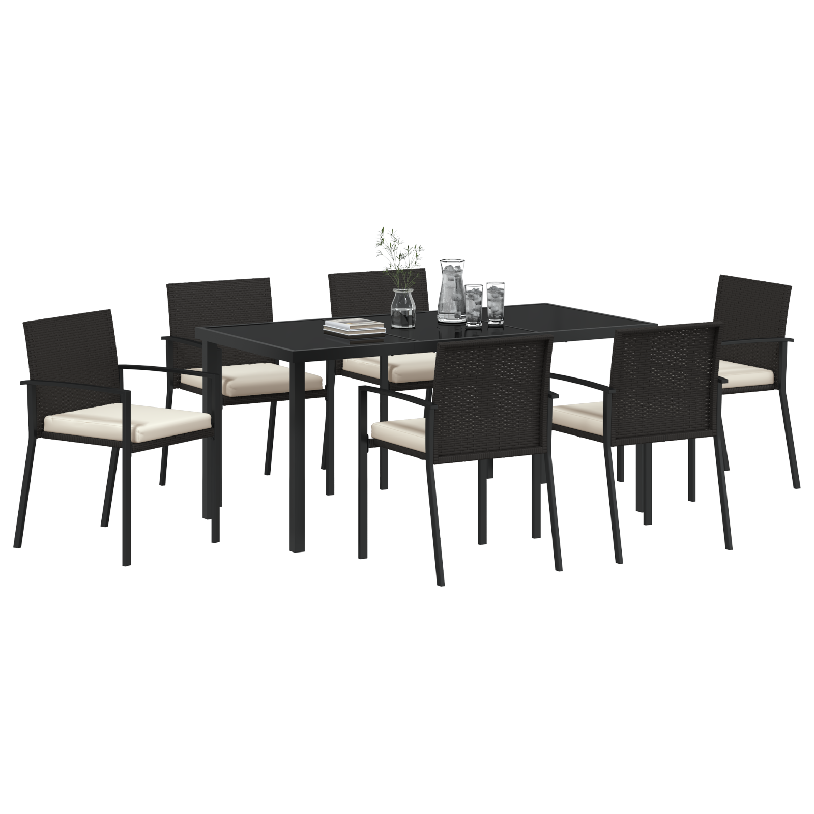 Hage Spisegruppe 7 pcs Svart Poly rattan