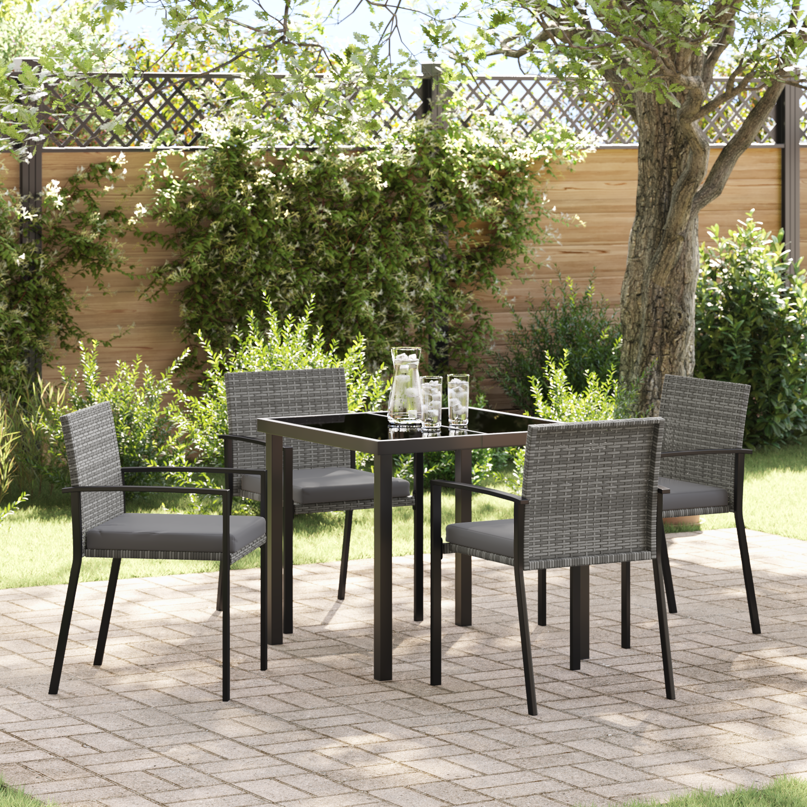 Hage Spisegruppe 5 pcs Grå Poly rattan