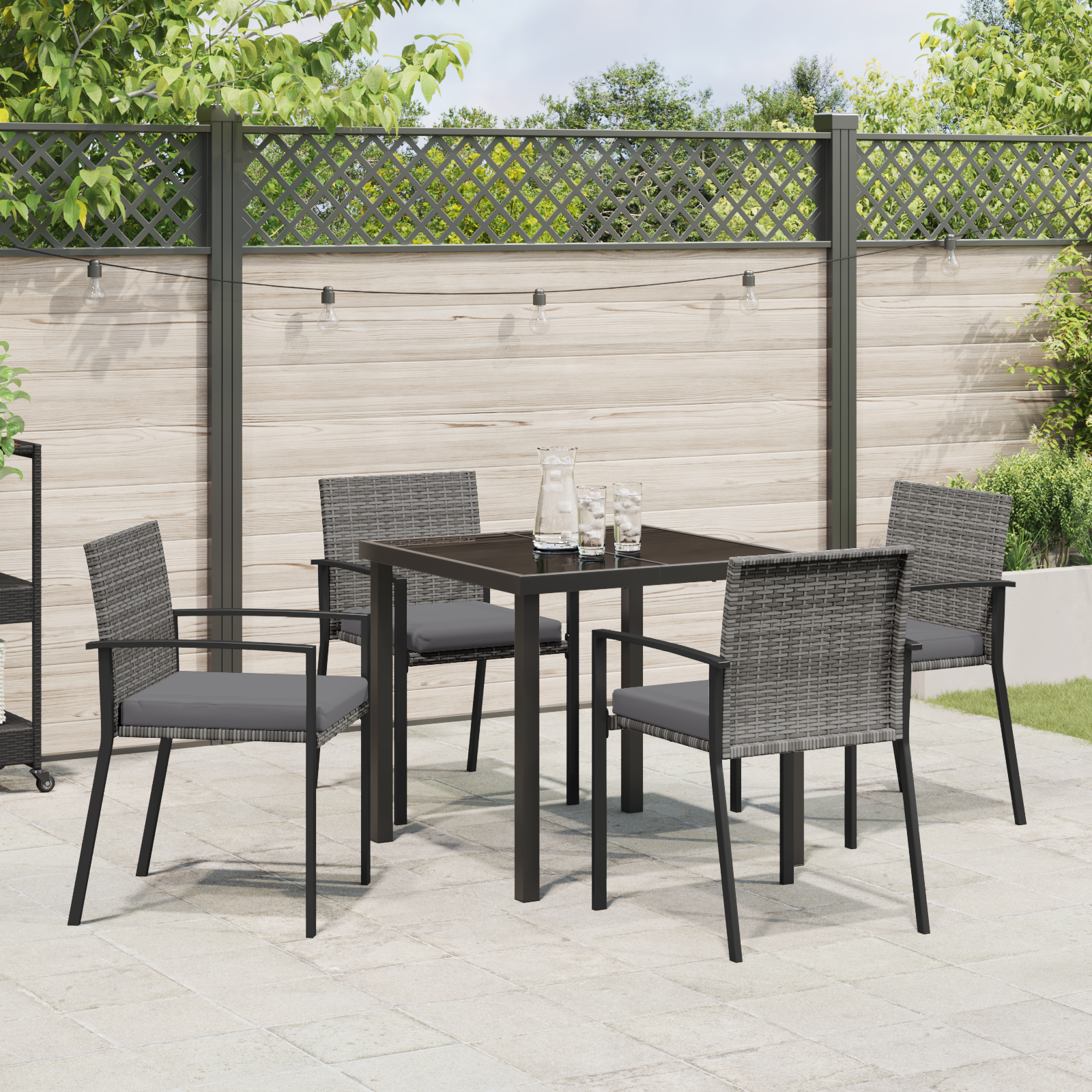 Hage Spisegruppe 5 pcs Grå Poly rattan
