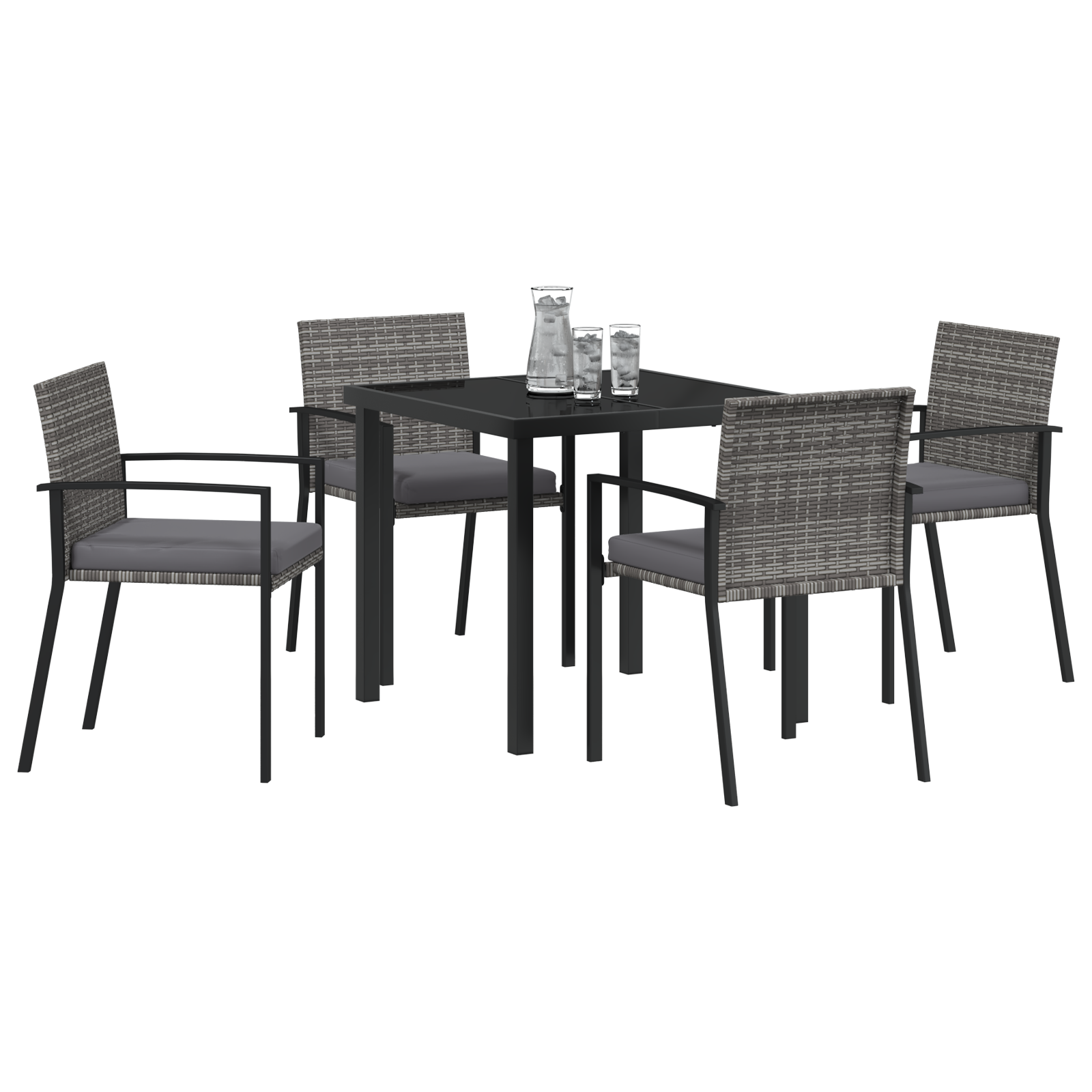 Hage Spisegruppe 5 pcs Grå Poly rattan