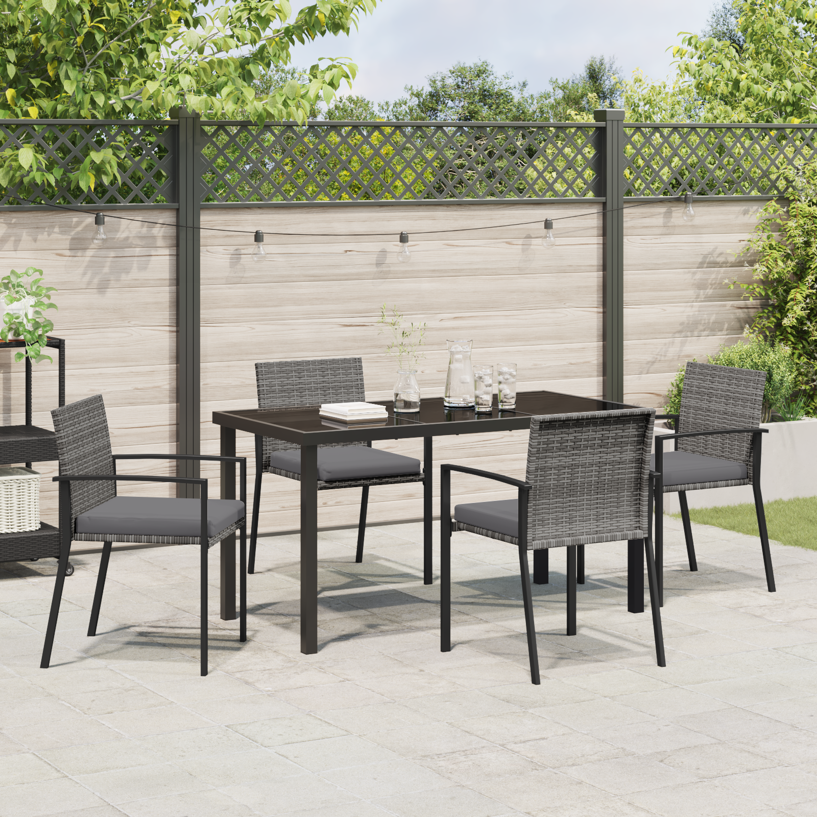 Hage Spisegruppe 5 pcs Grå Poly rattan