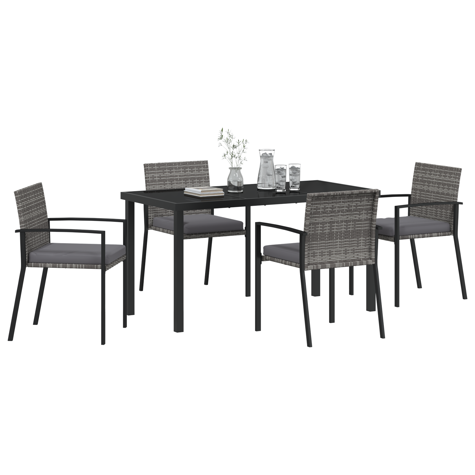 Hage Spisegruppe 5 pcs Grå Poly rattan