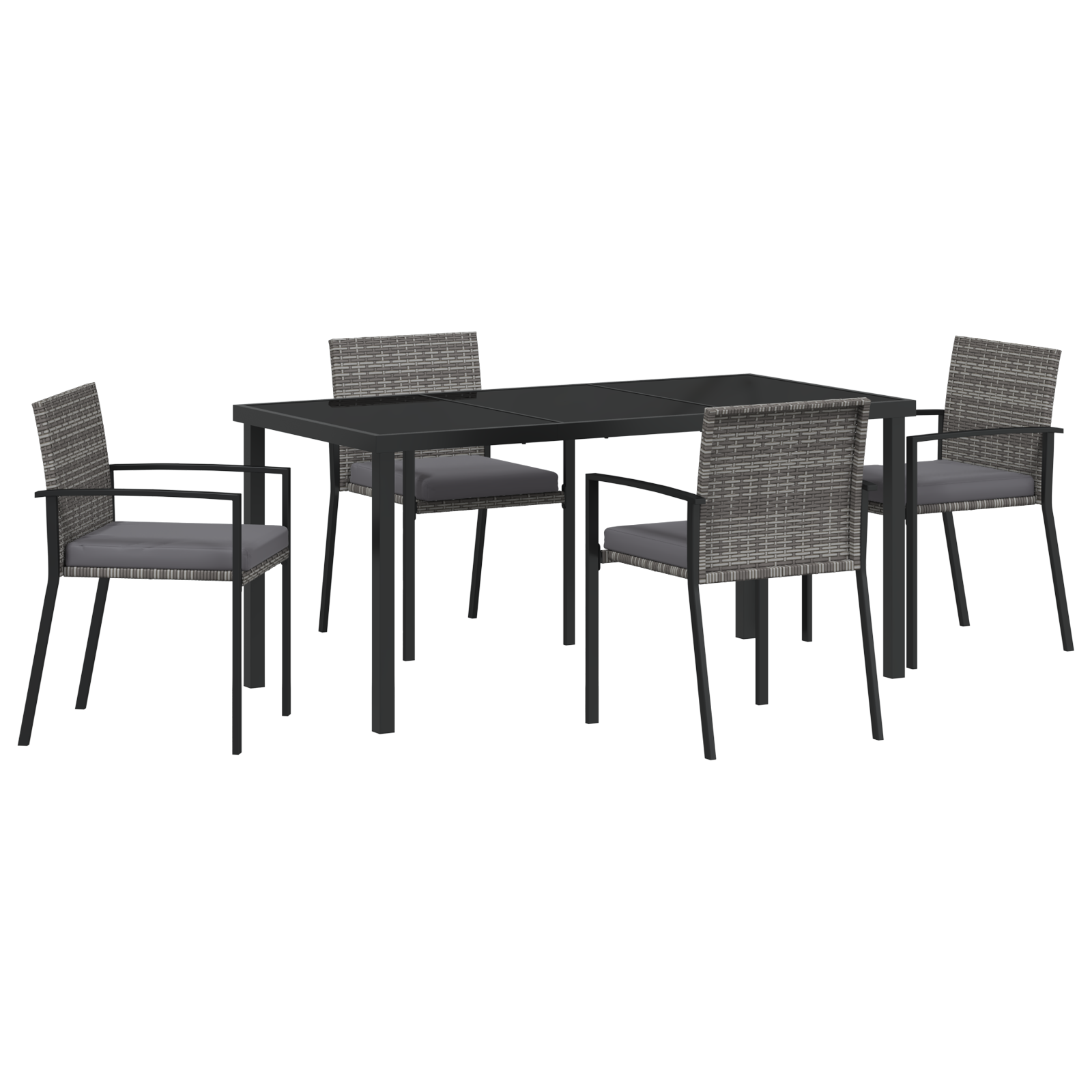 Hage Spisegruppe 5 pcs Grå Poly rattan