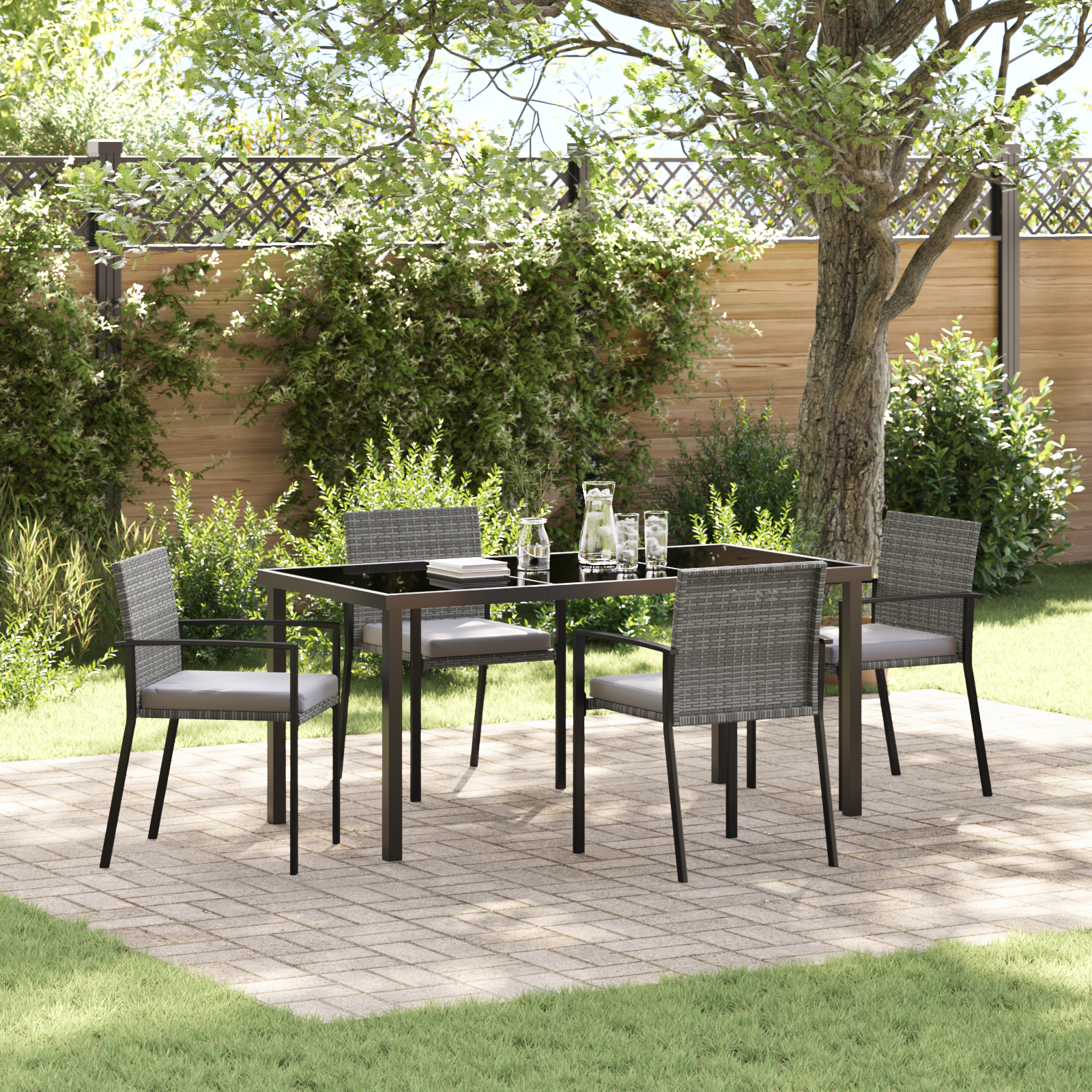 Hage Spisegruppe 5 pcs Grå Poly rattan
