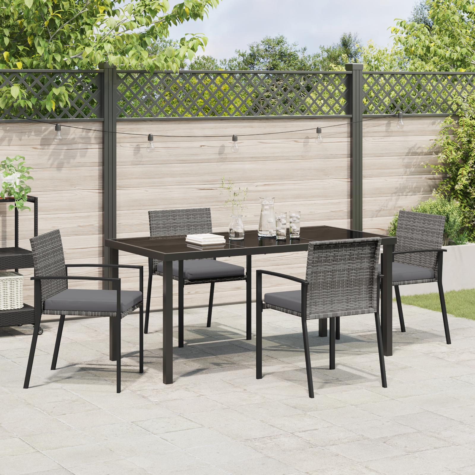 Hage Spisegruppe 5 pcs Grå Poly rattan