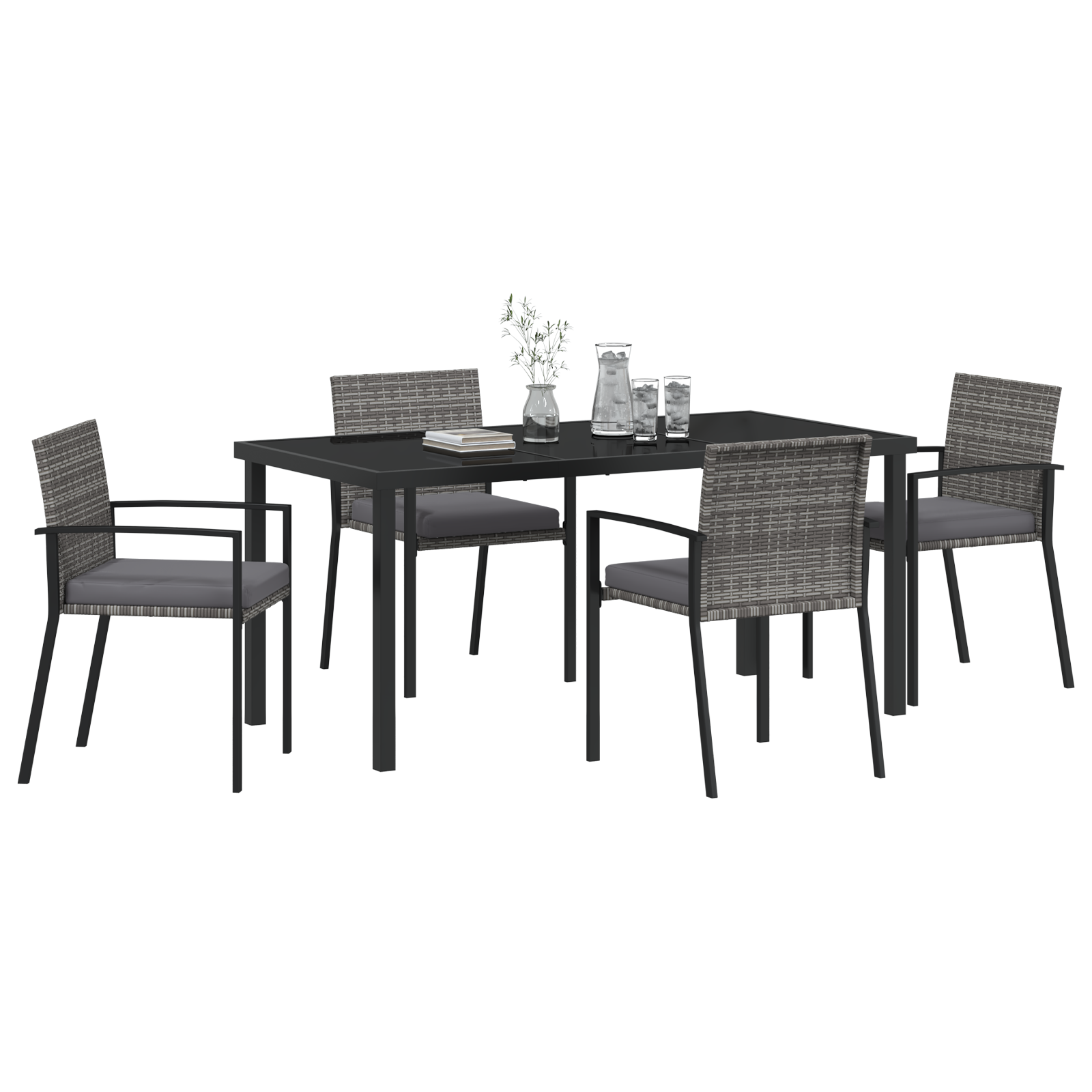 Hage Spisegruppe 5 pcs Grå Poly rattan