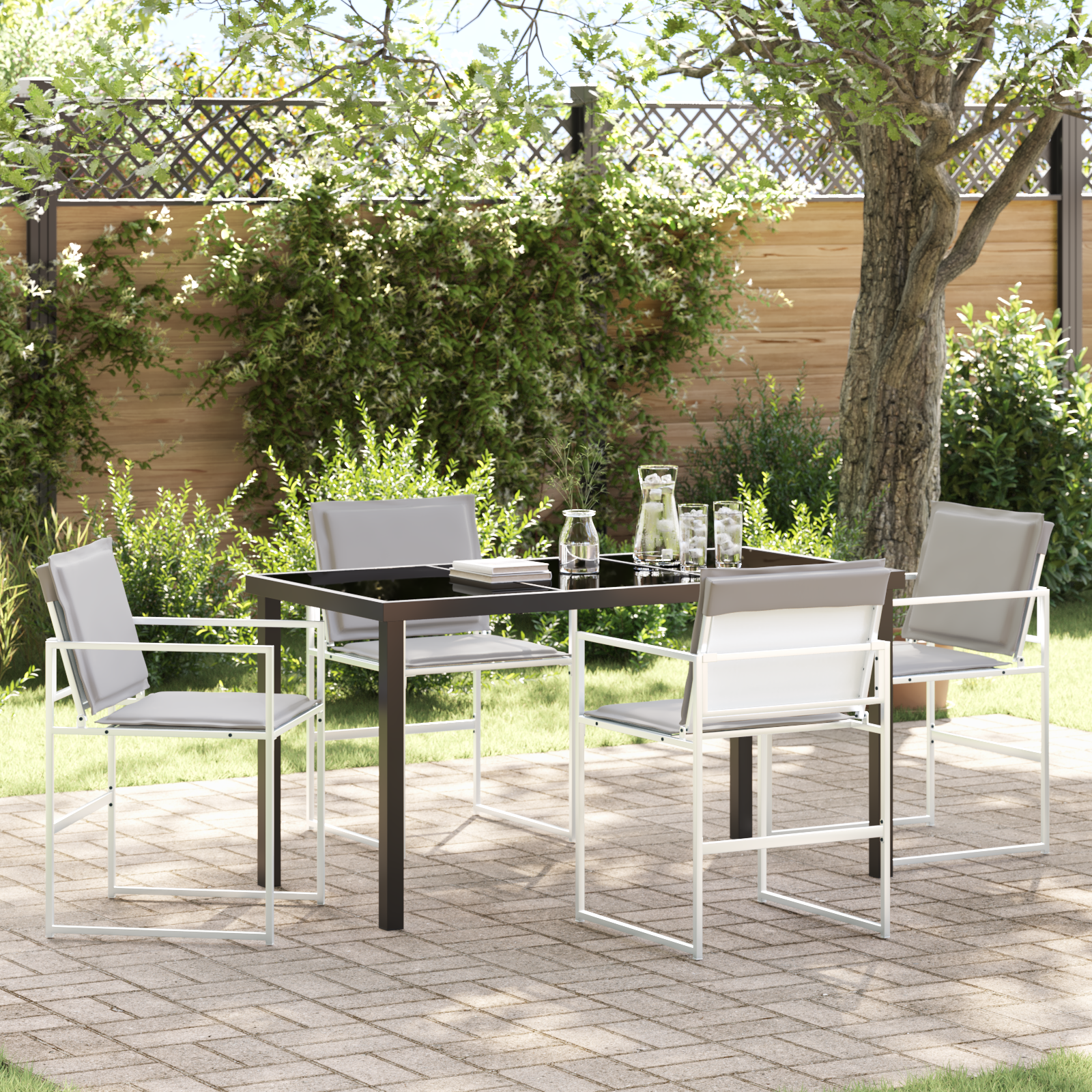 Hage Spisegruppe 5 pcs Hvit 140 x 70 x 73 cm Textilene og stål