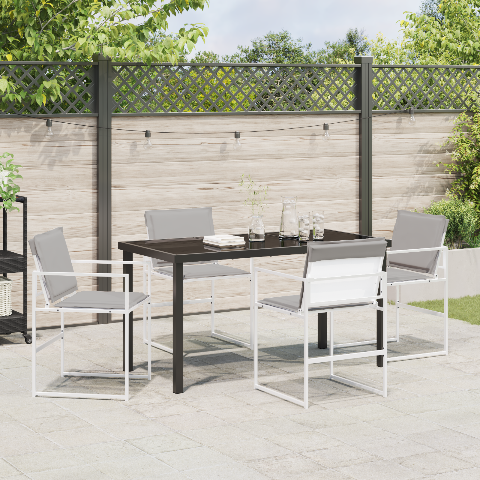 Hage Spisegruppe 5 pcs Hvit 140 x 70 x 73 cm Textilene og stål