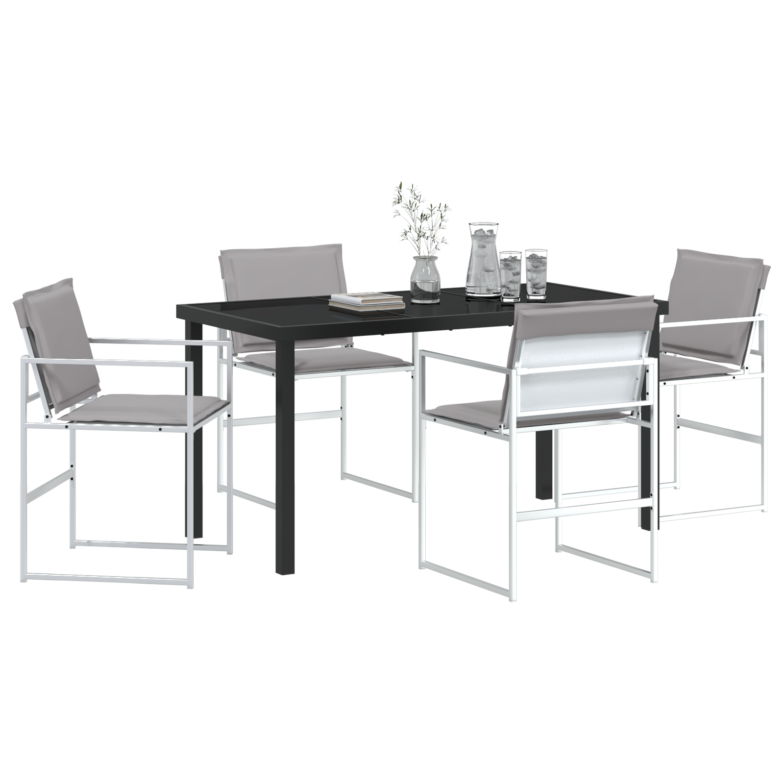 Hage Spisegruppe 5 pcs Hvit 140 x 70 x 73 cm Textilene og stål