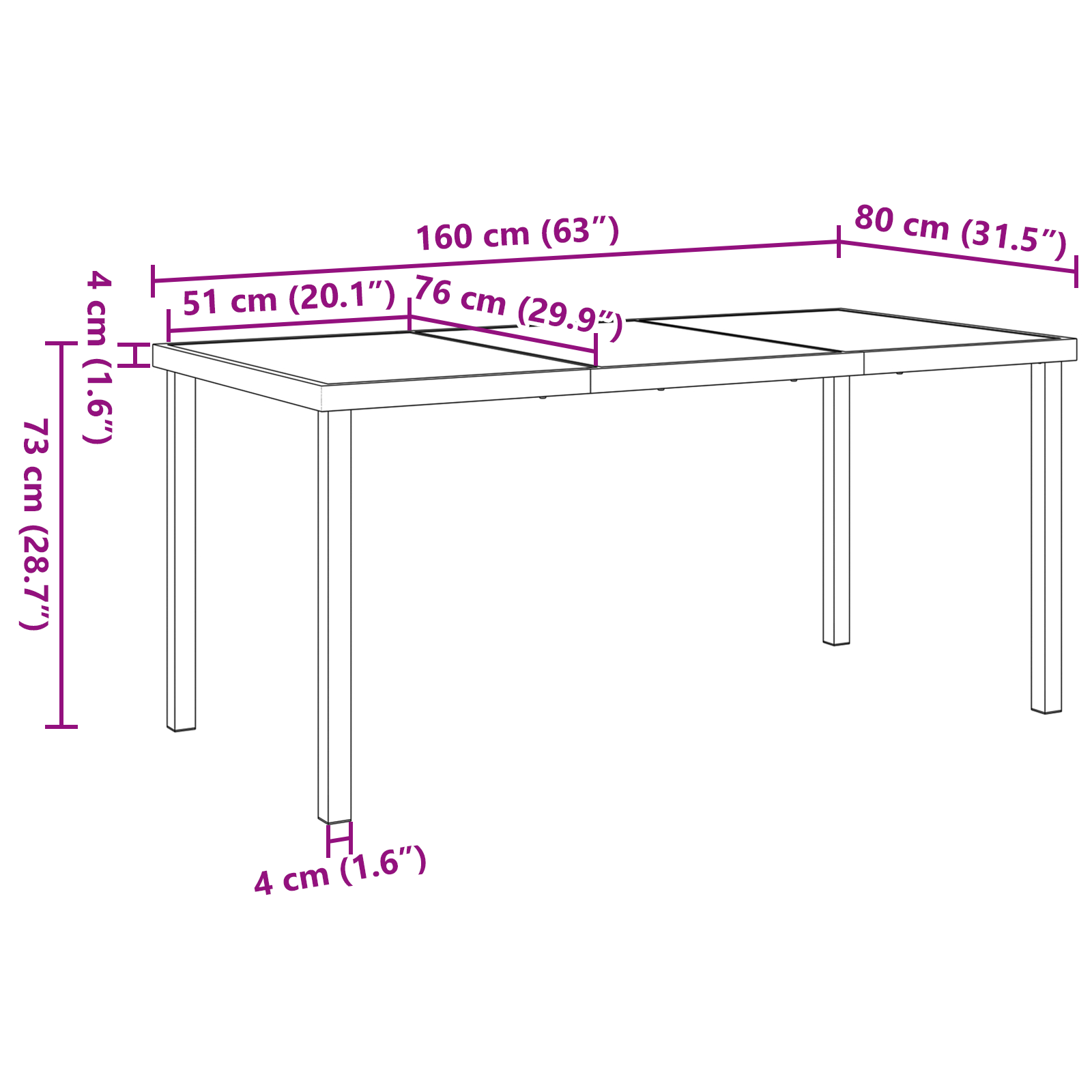 Hage Spisegruppe 5 pcs Hvit 160 x 80 x 73 cm Textilene og stål
