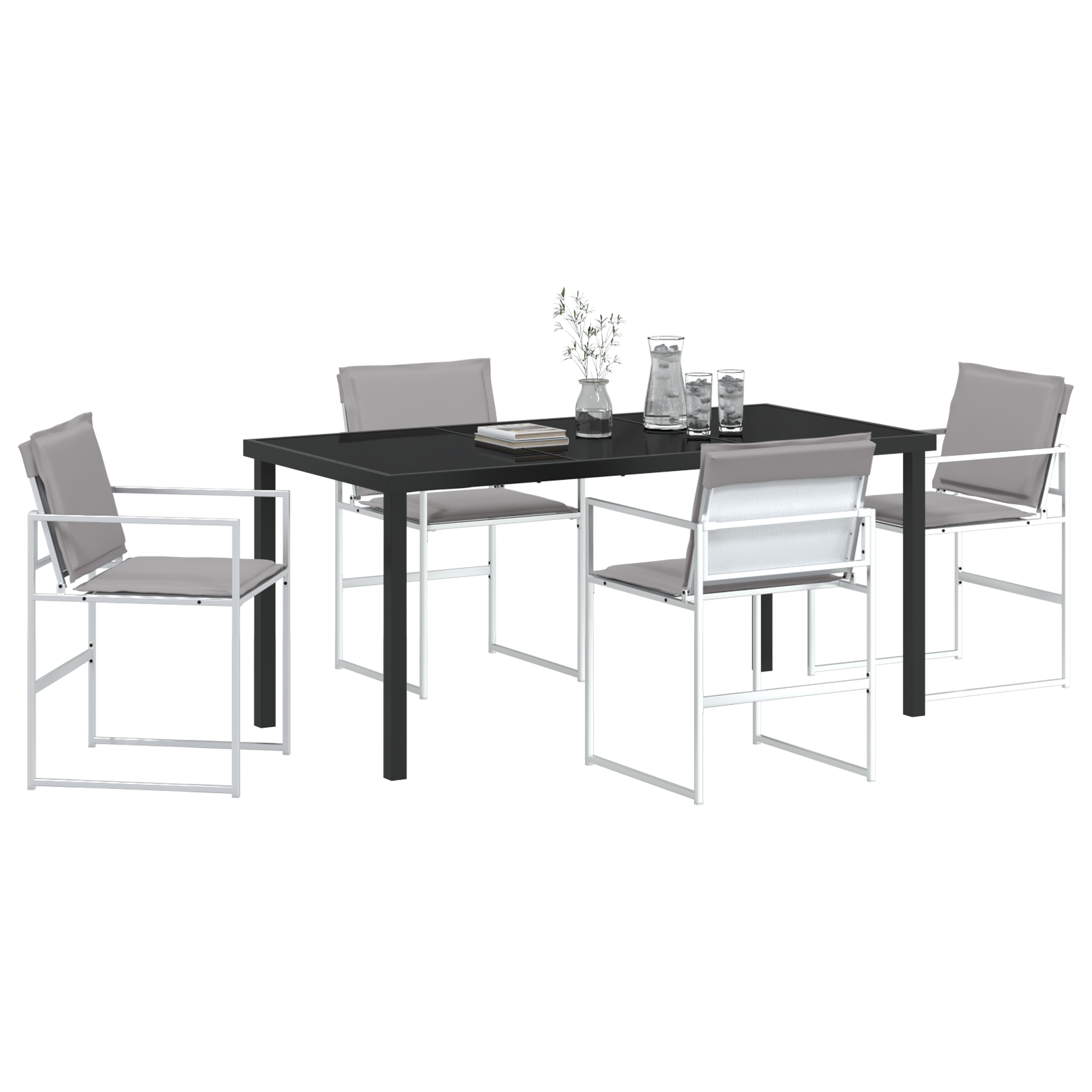Hage Spisegruppe 5 pcs Hvit 160 x 80 x 73 cm Textilene og stål