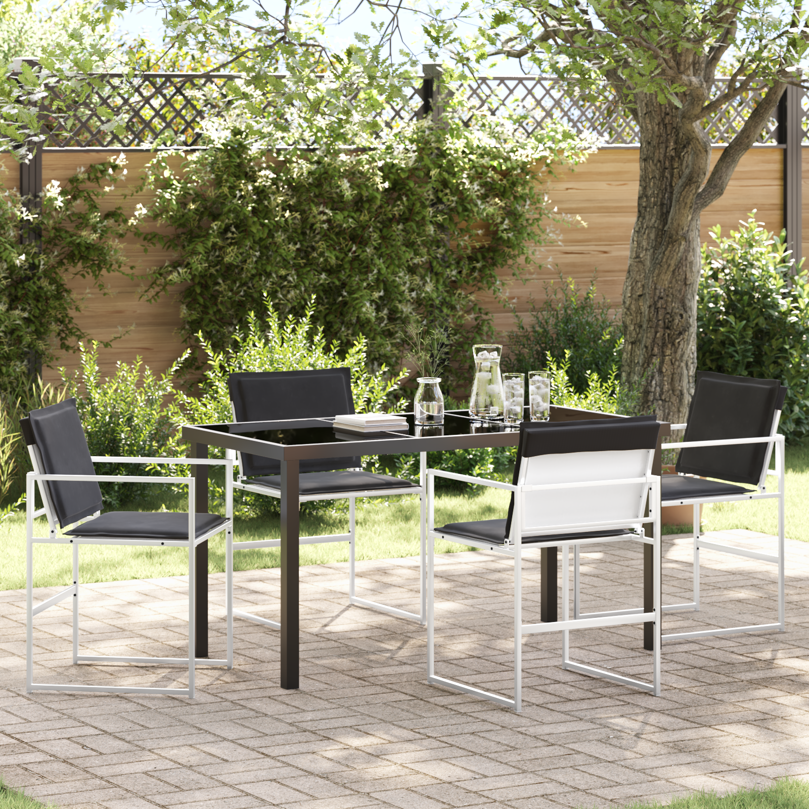 Hage Spisegruppe 5 pcs Hvit 140 x 70 x 73 cm Textilene og stål