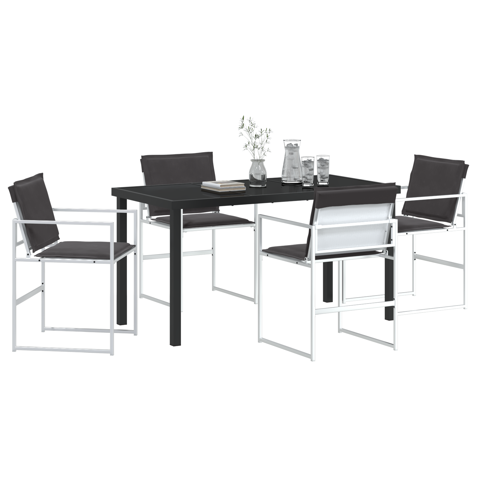 Hage Spisegruppe 5 pcs Hvit 140 x 70 x 73 cm Textilene og stål